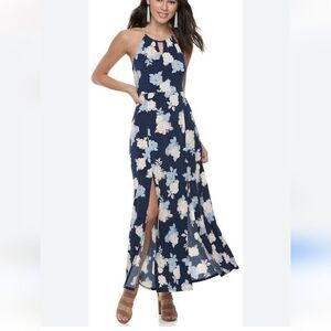 Candie's Dark Floral Halter Maxi Dress